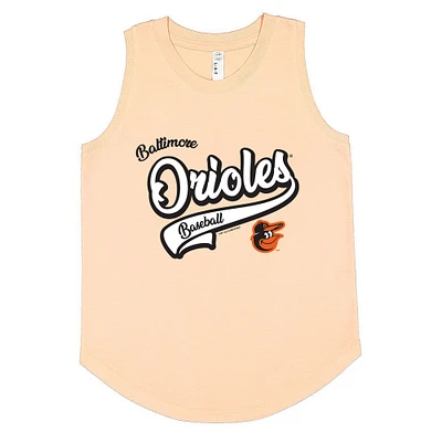 Girls Youth Soft as a Grape Light Orange Baltimore Orioles Tank Top