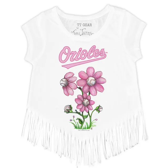 Baltimore Orioles Tiny Turnip Women's Girl Teddy T-Shirt - White