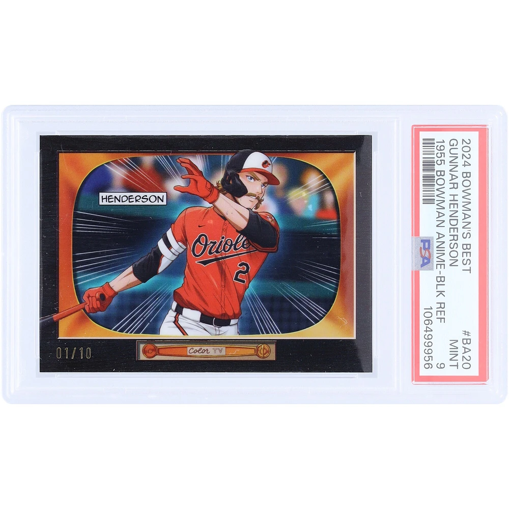 Gunnar Henderson Baltimore Orioles 2024 Bowman's Best Anime Black Refractor #BA-20 #1/10 PSA Authenticated 9 Card