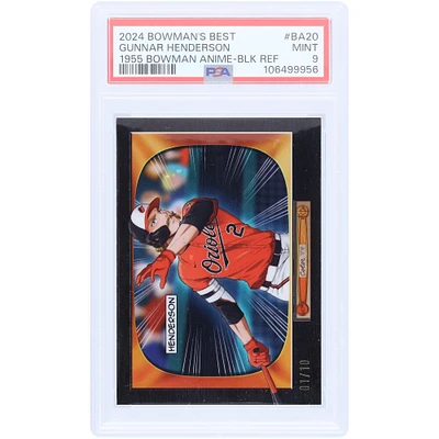 Gunnar Henderson Baltimore Orioles 2024 Bowman's Best Anime Black Refractor #BA-20 #1/10 PSA Authenticated 9 Card