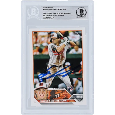 Gunnar Henderson Baltimore Orioles Autographed 2023 Topps #206 Beckett Fanatics Witnessed Authenticated Rookie Card 