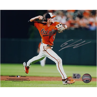 Gunnar Henderson Baltimore Orioles Autographed 8" x 10" Orange Jersey Throwing Photograph