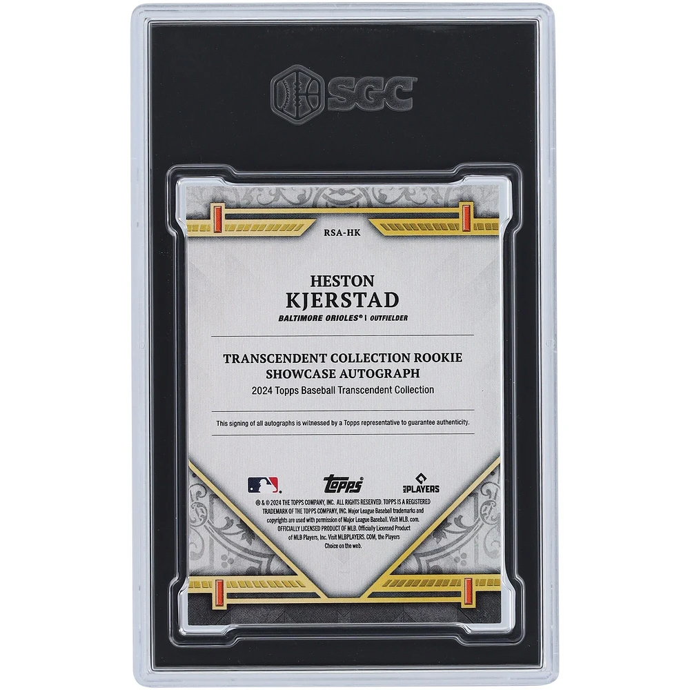 Heston Kjerstad Baltimore Orioles Autographed 2024 Topps Transcendent Rookie Showcase Autograph #RSA-HK #17/25 SGC Authenticated 8.5/10 Rookie Card