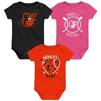 Ensemble de trois bodies pour bébé Baltimore Orioles Slide Home