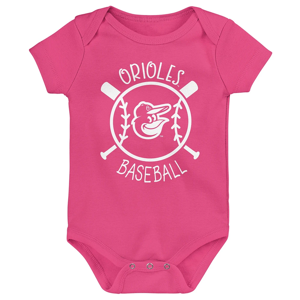 Ensemble de trois bodies pour bébé Baltimore Orioles Slide Home
