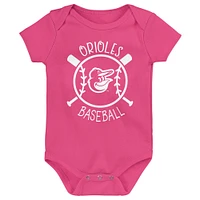 Ensemble de trois bodies pour bébé Baltimore Orioles Slide Home