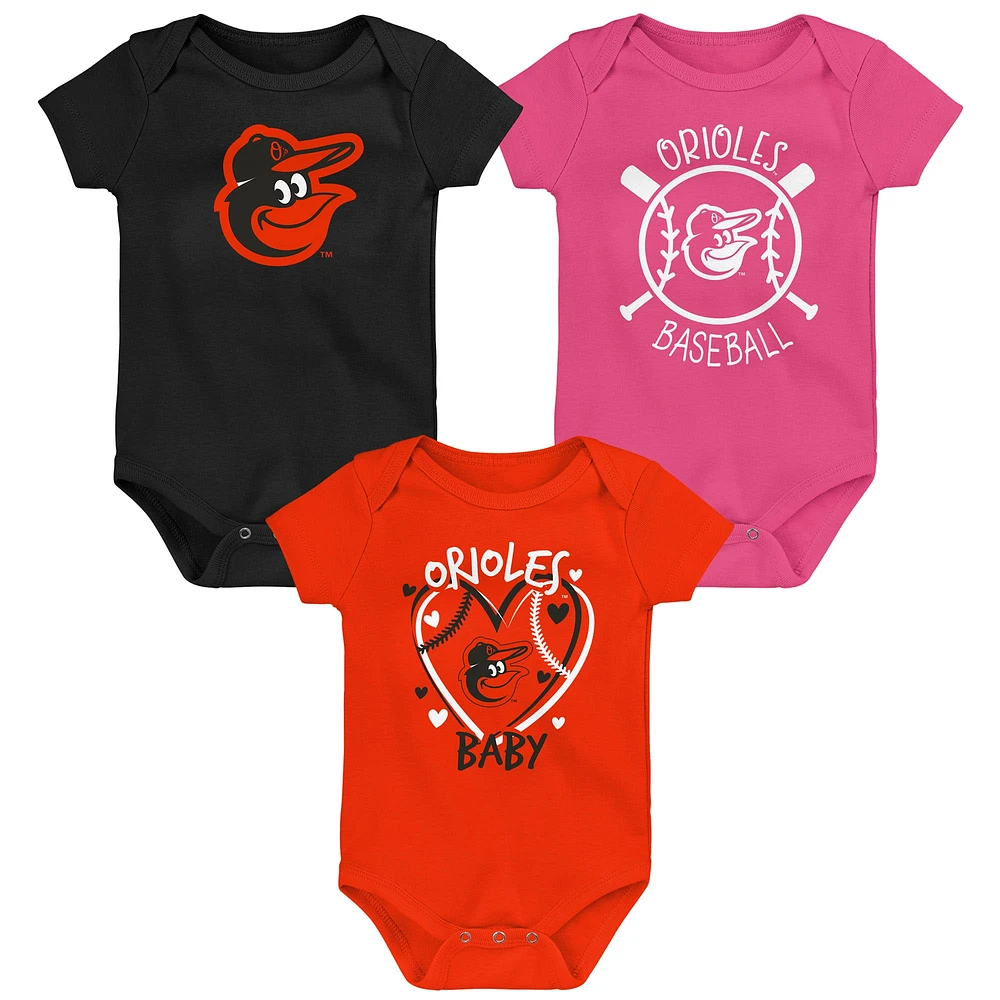 Ensemble de trois bodies pour bébé Baltimore Orioles Slide Home