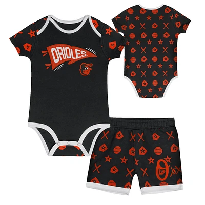 Infant  Black Baltimore Orioles On Deck 2-Piece Diaper Cover Set