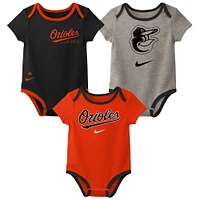 Ensemble de trois bodys Nike Baltimore Orioles Authentic Collection pour bébé