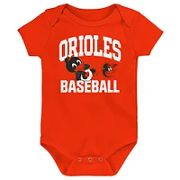 Infant  Orange Baltimore Orioles Batter Up 3-Pack Bodysuit Set
