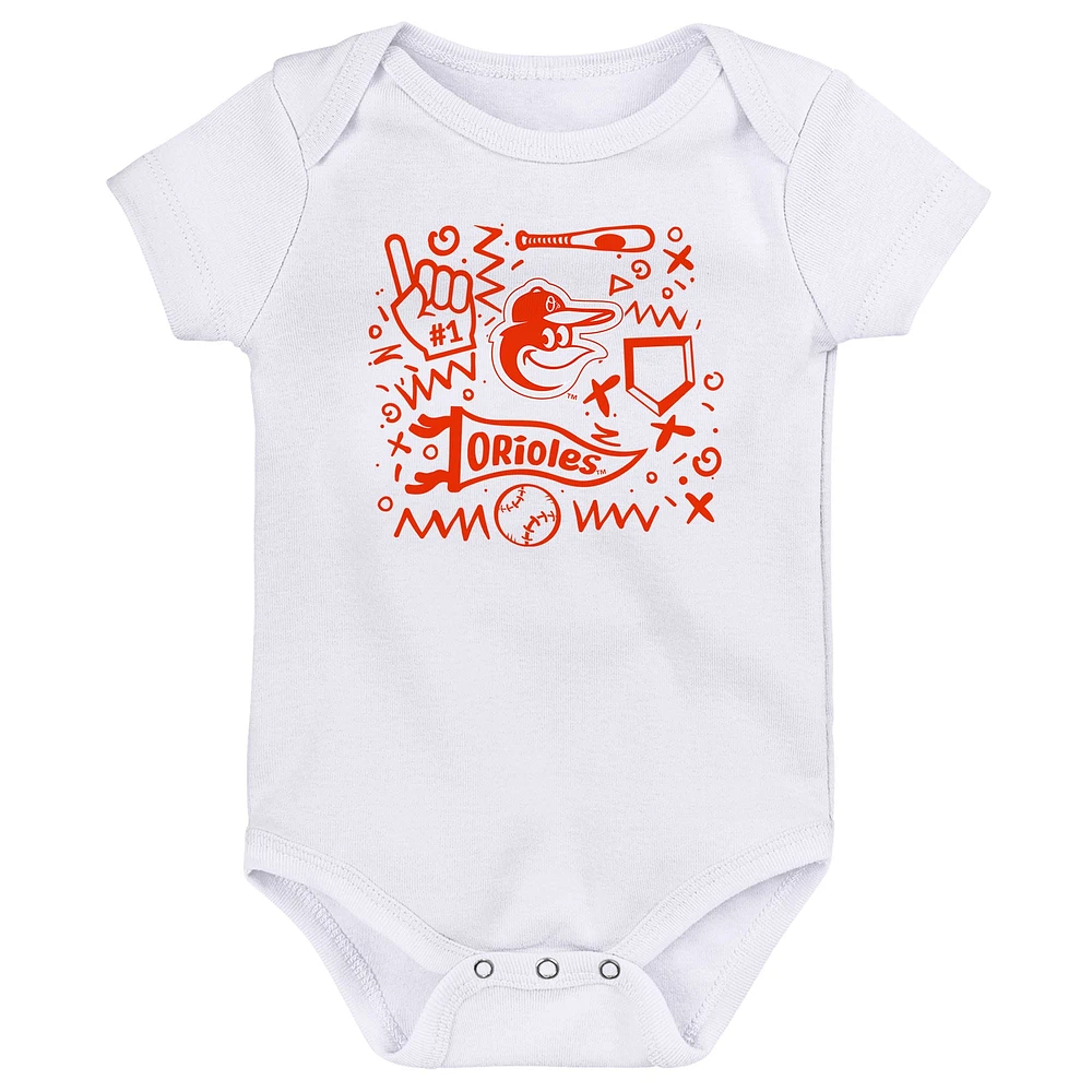 Infant  Orange Baltimore Orioles Batter Up 3-Pack Bodysuit Set