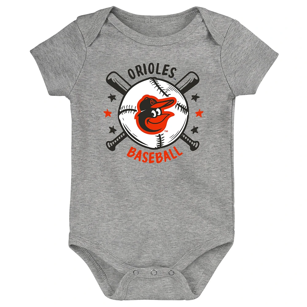 Infant  Orange Baltimore Orioles Batter Up 3-Pack Bodysuit Set