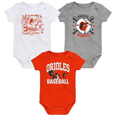 Infant  Orange Baltimore Orioles Batter Up 3-Pack Bodysuit Set