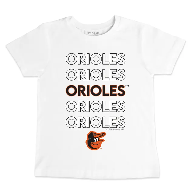 Toddler Tiny Turnip White/Black Baltimore Orioles Stega 3/4-Sleeve Raglan T- Shirt