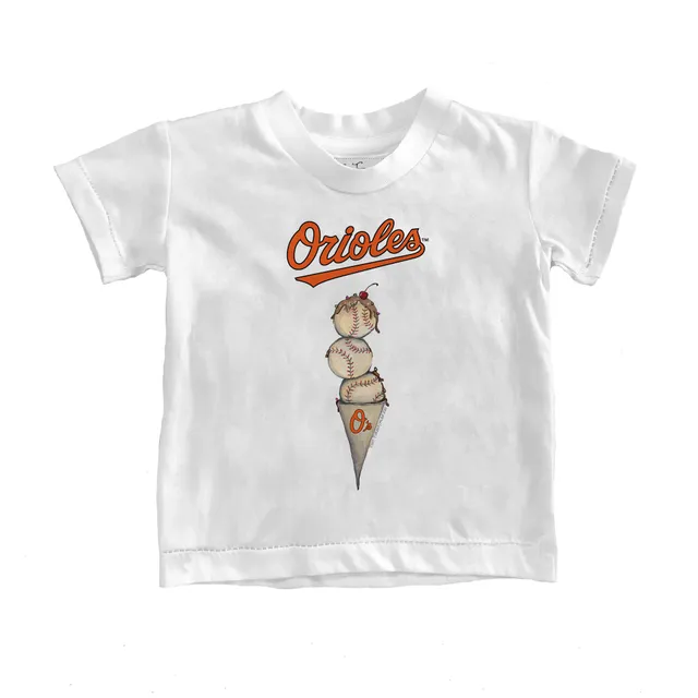 Women's Tiny Turnip White Baltimore Orioles Kate The Catcher T-Shirt Size: Small