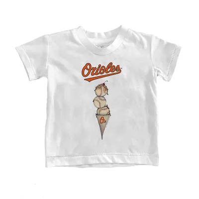 Women's Tiny Turnip White Baltimore Orioles Heart Bat T-Shirt