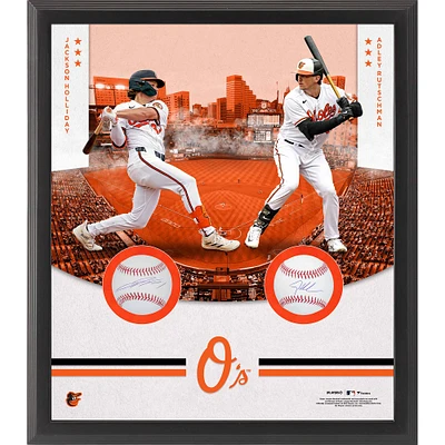 Jackson Holliday & Adley Rutschman Baltimore Orioles Autographed Framed Two Baseballs with Shadowbox Collage
