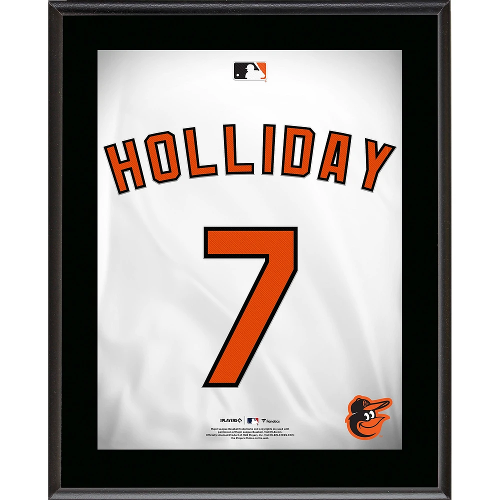 Plaque de joueur sublimée avec numéro de maillot des Orioles de Baltimore de Jackson Holliday 10,5" x 13"