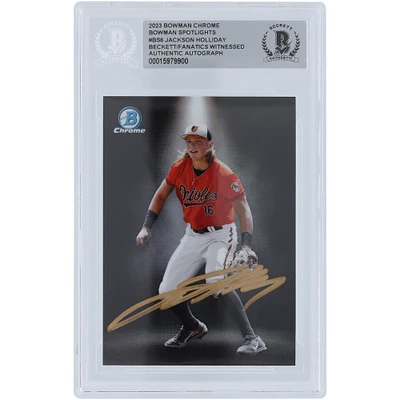 Jackson Holliday Baltimore Orioles Autographed 2023 Bowman Chrome Spotlights Gold Ink #BS-6 Beckett Fanatics Witnessed Authenticated Card 