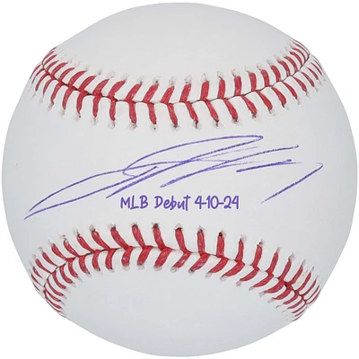 Baseball autographié par Jackson Holliday des Orioles de Baltimore avec l'inscription « MLB Debut 4-10-24 »
