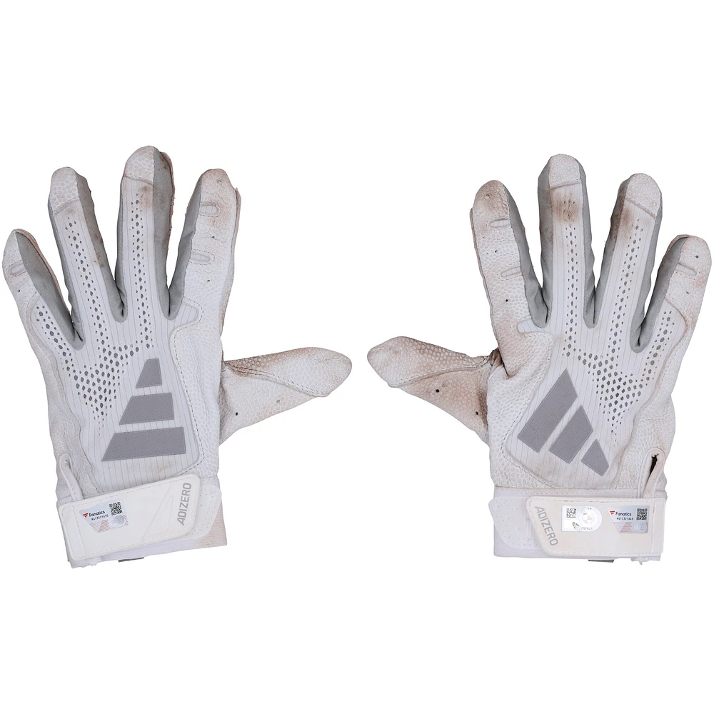Jackson Holliday Baltimore Orioles Autographed Game-Used White/Gray adidas Batting Gloves from the 2024 MLB Season