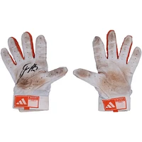 Jackson Holliday Baltimore Orioles Autographed Game-Used White/Orange adidas Batting Gloves from the 2024 MLB Season