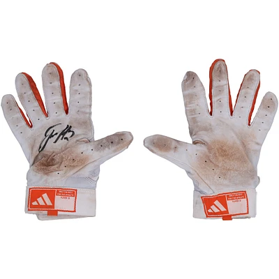 Jackson Holliday Baltimore Orioles Autographed Game-Used White/Orange adidas Batting Gloves from the 2024 MLB Season