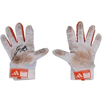 Jackson Holliday Baltimore Orioles Autographed Game-Used White/Orange adidas Batting Gloves from the 2024 MLB Season