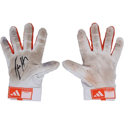 Jackson Holliday Baltimore Orioles Autographed Game-Used White/Orange adidas Batting Gloves from the 2024 MLB Season