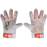 Jackson Holliday Baltimore Orioles Autographed Game-Used White/Orange adidas Batting Gloves from the 2024 MLB Season