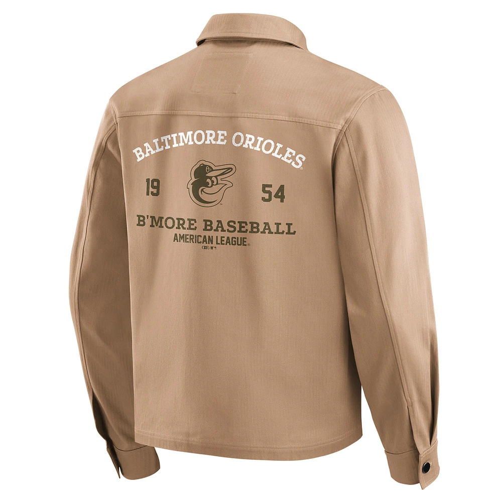 Men's Darius Rucker Collection by Fanatics  Tan Baltimore Orioles Distressed Washed Full-Zip Jacket