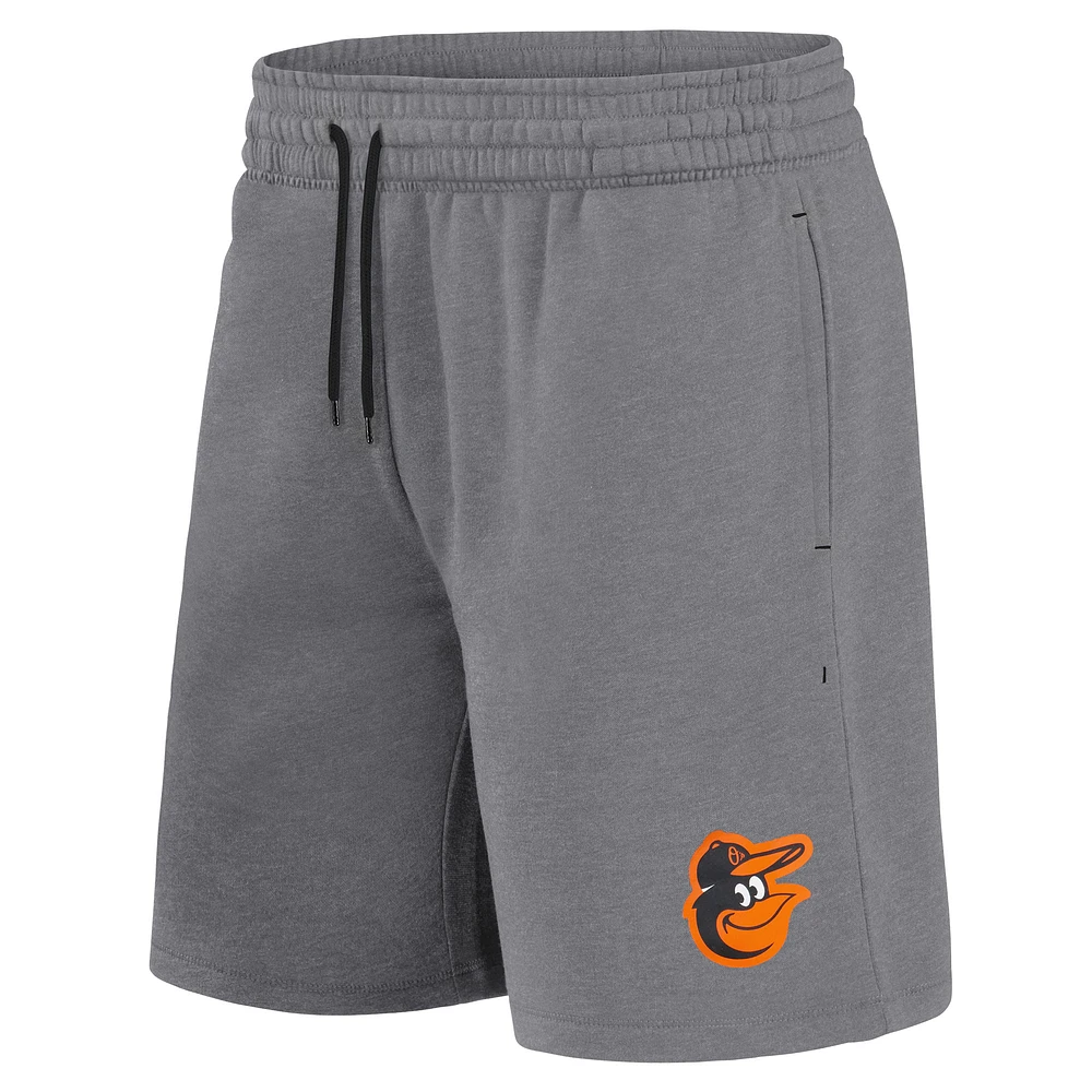 Short Fanatics gris chiné avec logo Baltimore Orioles pour homme