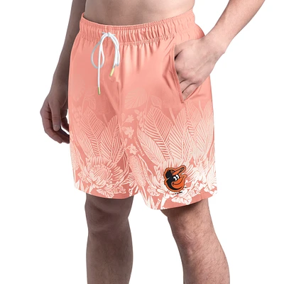 Men's Margaritaville  Coral Baltimore Orioles Lagoon Fiesta Swim Shorts