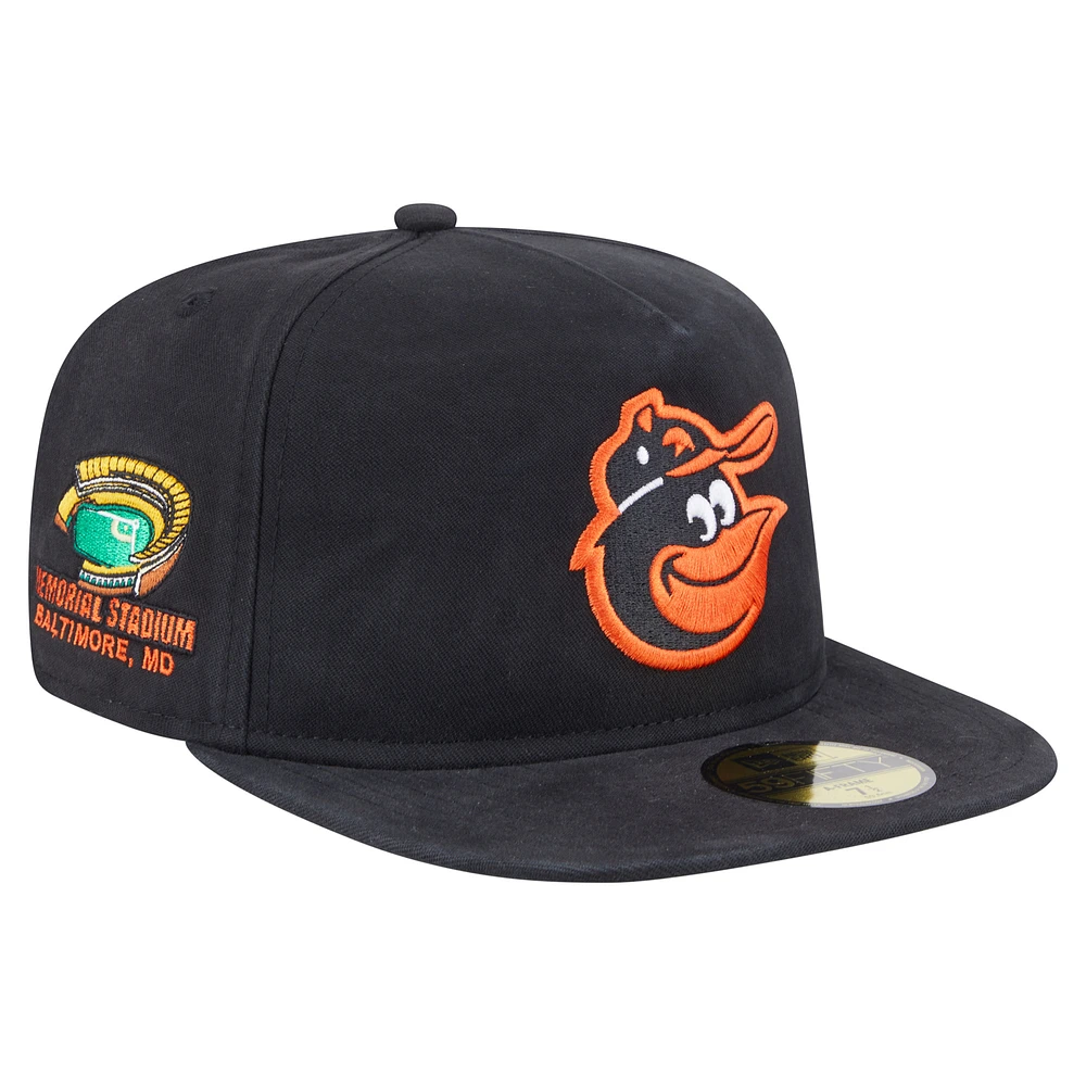 Men's New Era  Black Baltimore Orioles Championship Side Flag A-Frame 59FIFTY Fitted Hat