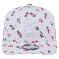 Men's New Era  White Baltimore Orioles Flamingo Mesh Back 9SEVENTY Stretch-Snap Hat