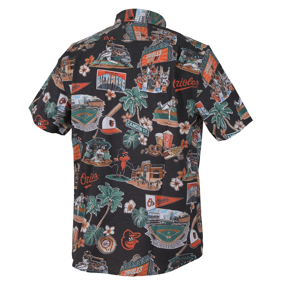 Men's Reyn Spooner  Black Baltimore Orioles Scenic Tri-Blend Button-Down Shirt