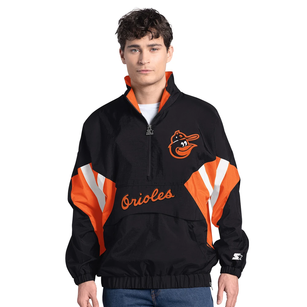 Men's Starter  Black Baltimore Orioles Cooperstown Chief Half-Zip Pullover