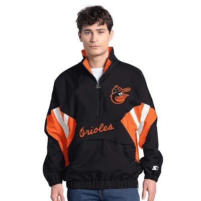 Men's Starter  Black Baltimore Orioles Cooperstown Chief Half-Zip Pullover