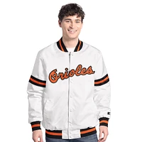Veste universitaire blanche Starter Scout de Baltimore Orioles pour homme avec boutons-pression