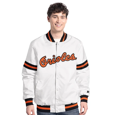 Veste universitaire blanche Starter Scout de Baltimore Orioles pour homme avec boutons-pression