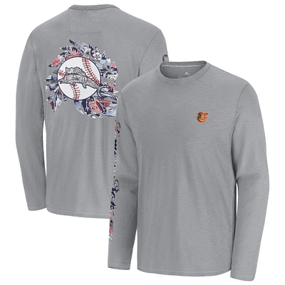 Men's Tommy Bahama  Gray Baltimore Orioles Tropic Curveball Lux Long Sleeve T-Shirt