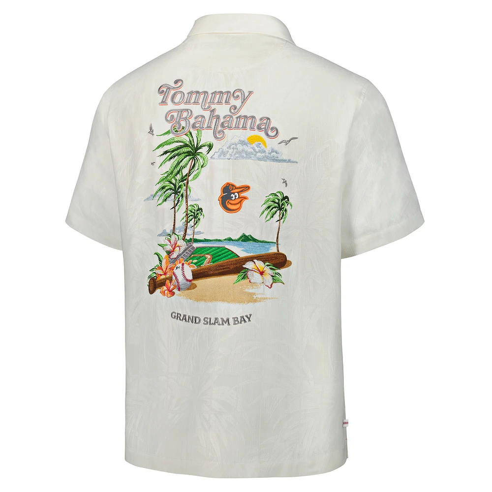 Men's Tommy Bahama  White Baltimore Orioles Grand Slam Bay Camp Button-Up Shirt