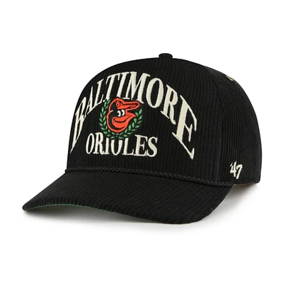 Casquette ajustable Pitchout Rope Hitch noire Baltimore Orioles '47 pour homme