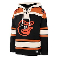 Men's '47 Black Baltimore Orioles Superior Lacer Pullover Hoodie