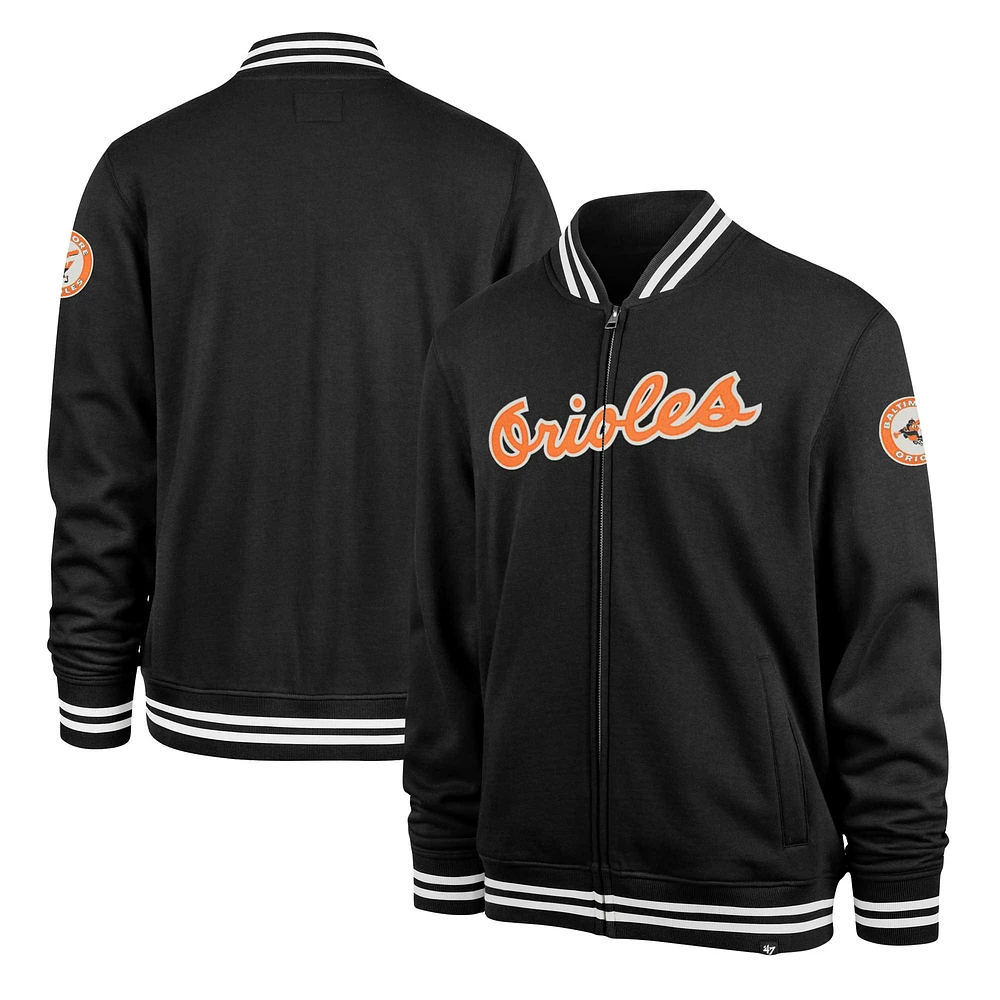 Men's '47 Black Baltimore Orioles Wax Pack Pro Camden Full-Zip Track Jacket