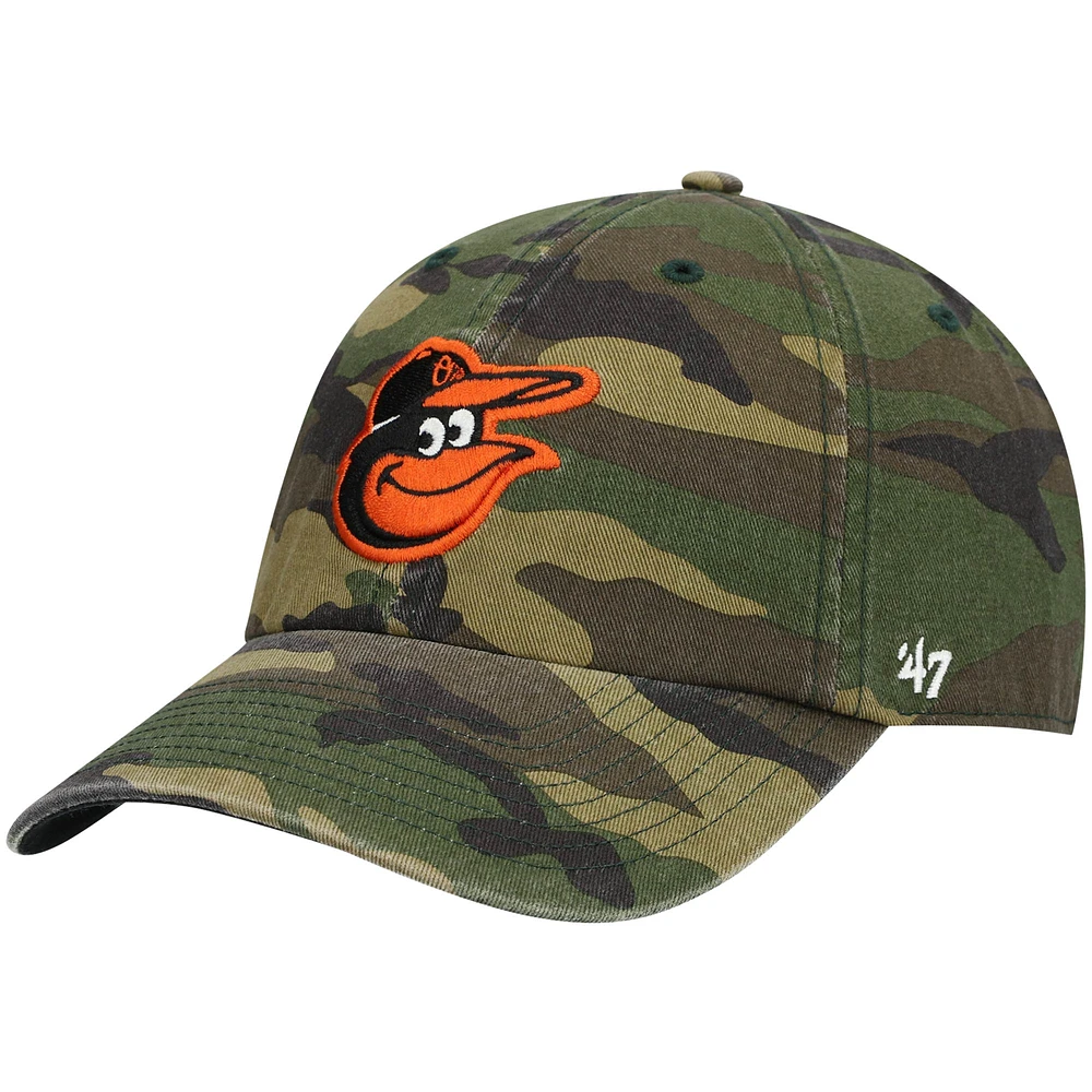 Casquette réglable '47 Camo Baltimore Orioles Team Clean Up pour homme