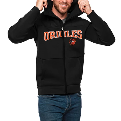 Men's Antigua Black Baltimore Orioles Wordmark Protect Full-Zip Hoodie