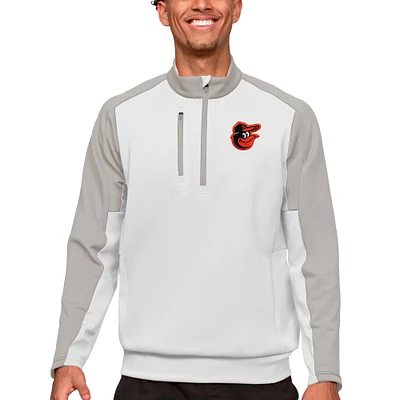 Men's Antigua White Baltimore Orioles Team Quarter-Zip Pullover Top
