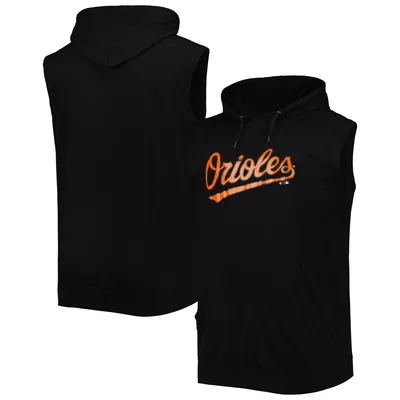 Baltimore Orioles Muscle Sleeveless Pullover Hoodie - Black