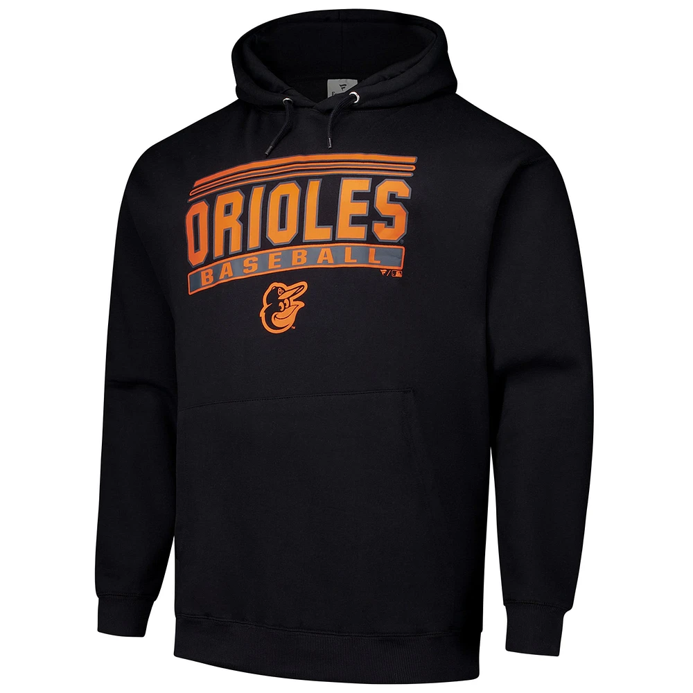 Men's  Black Baltimore Orioles Stack Fleece Pullover Hoodie